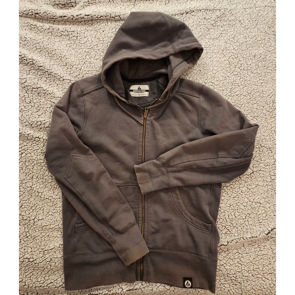 American Giant Classic Full Zip Hoodie Charcoal Grey Medium Made in USA